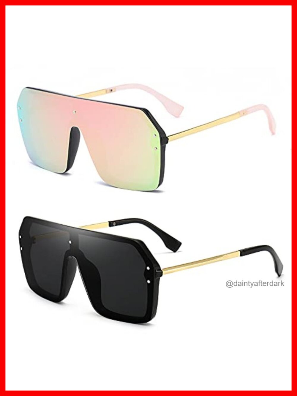 Oversized One Piece Flat Top Shield Sunglasses Rimless UV400 for Women